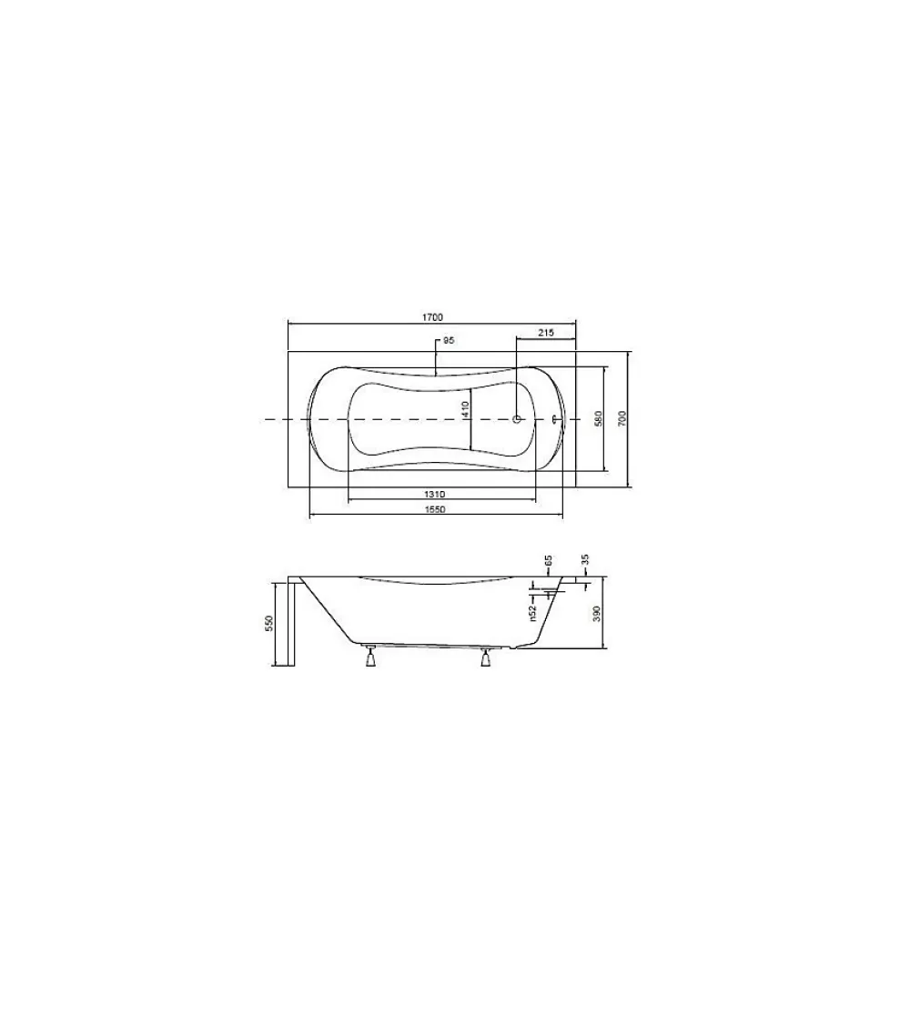 Azura Home Design Baignoire VANESSA - 170cm dimensions