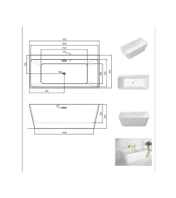 Azura Home Design Baignoire VARYA 150 x 75 x 58 cm