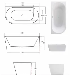 Azura Home Design Baignoire ZOYA angle gauche - 150 x 75 cm