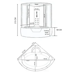 Eliteshopping Baignoire-Douche hydromassage angle 150 x 150 cm Aphrodite