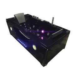 Baignoire Balnéo|Eliteshopping Bain à remous noir Chromothérapie 180 X 90 cm 16 jets Gardenia