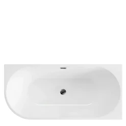 Baignoire Asymétrique|Balneo - Baignoire îlot d'angle droit AVOLA blanche acrylique 150x75 cm - Baignoire de salle de bain