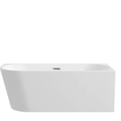 Baignoire Asymétrique|Balneo - Baignoire îlot d'angle droit AVOLA blanche acrylique 150x75 cm - Baignoire de salle de bain