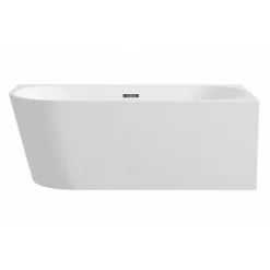Balneo - baignoire îlot d'angle droite 150x75 cm AVOLA avec cache trop-plein et bonde anthracite