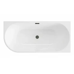 Balneo - baignoire îlot d'angle droite 150x75 cm AVOLA avec cache trop-plein et bonde anthracite