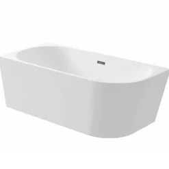 Baignoire Asymétrique|Balneo - baignoire îlot d'angle gauche 150x75 cm AVOLA avec cache trop-plein et bonde anthracite
