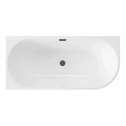 Baignoire Asymétrique|Balneo - baignoire îlot d'angle gauche 150x75 cm AVOLA avec cache trop-plein et bonde anthracite