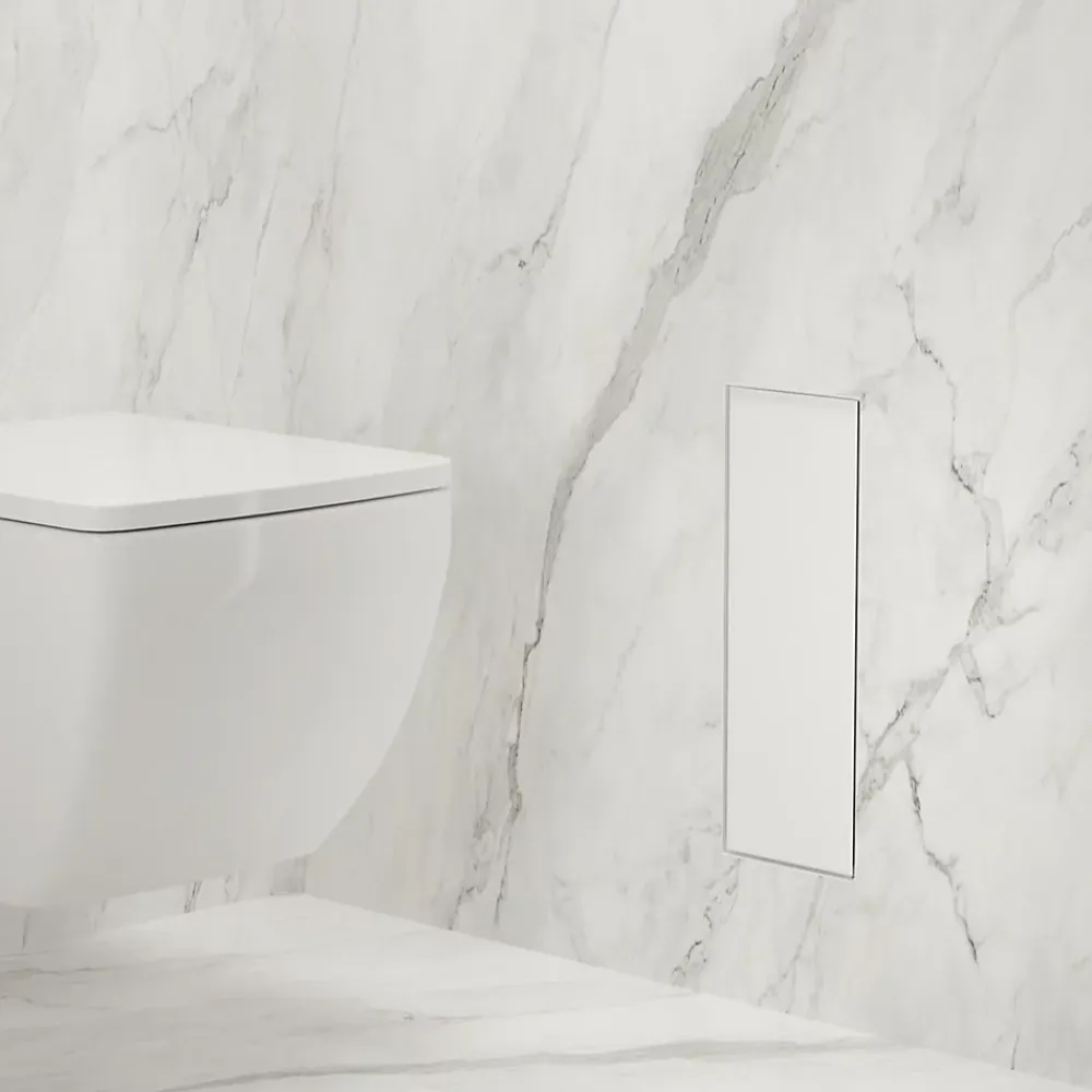 Etagère Salle De Bains|Balneo Armoire encastrée pour brosse WC gauche verre blanc 53,2cm