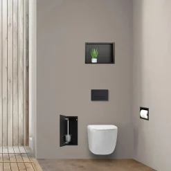 Balneo Armoire encastrée pour brosse WC gauche verre noir