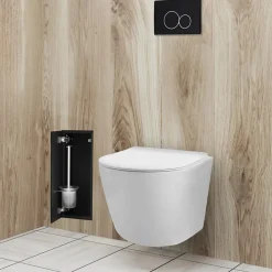 Balneo Armoire encastrée pour brosse WC gauche verre noir