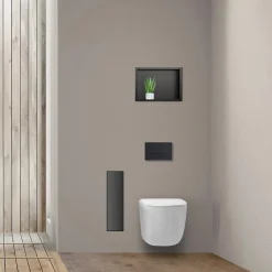 Balneo Armoire encastrée pour brosse WC gauche verre noir 68,2 cm