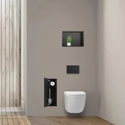 Balneo Armoire encastrée pour brosse WC gauche verre noir 68,2 cm