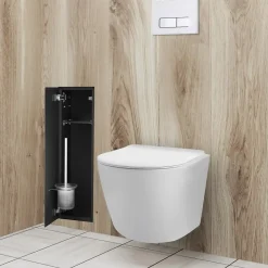 Balneo Armoire encastrée pour brosse WC gauche verre noir 68,2 cm