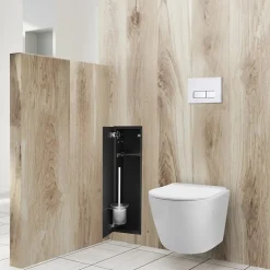 Balneo Armoire encastrée pour brosse WC gauche verre noir 68,2 cm
