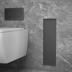 Balneo Armoire encastrée pour brosse WC gauche verre noir 68,2 cm