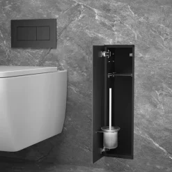Balneo Armoire encastrée pour brosse WC gauche verre noir 68,2 cm