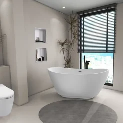 Baignoire Îlot|Balneo Baignoire autoportante 170x72cm, accessoires inox, Acrylique thermoformé 3.5mm, avec pieds réglables, PARMA