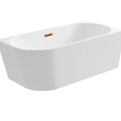 Baignoire Asymétrique|Balneo Baignoire semi-îlot Murale 170x80cm droite, accessoires cuivre, Acrylique thermoformé 3.5mm, avec pieds réglables, AVOLA