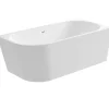 Balneo Baignoire semi-îlot Murale 170x80cm droite, accessoires blanc, Acrylique thermoformé 3.5mm, avec pieds réglables, AVOLA