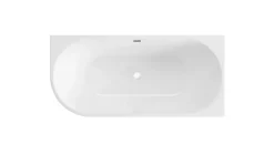 Balneo Baignoire semi-îlot Murale 170x80cm droite, accessoires blanc, Acrylique thermoformé 3.5mm, avec pieds réglables, AVOLA