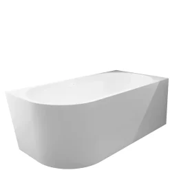 Balneo Baignoire semi-îlot Murale 170x80cm droite, accessoires blanc, Acrylique thermoformé 3.5mm, avec pieds réglables, AVOLA