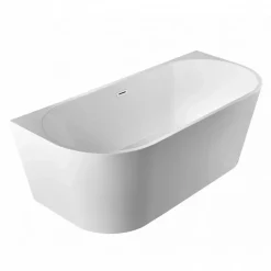 Balneo Baignoire semi-îlot Murale 150x75cm, accessoires inox, Acrylique thermoformé 3.5mm, avec pieds réglables, VIVA