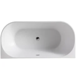 Balneo Baignoire semi-îlot Murale 150x75cm, accessoires inox, Acrylique thermoformé 3.5mm, avec pieds réglables, VIVA