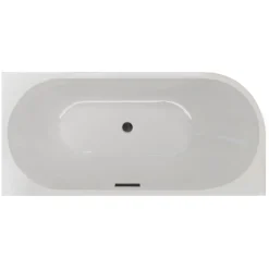 Balneo Baignoire semi-îlot Murale 170x80cm droite, accessoires noir, Acrylique thermoformé 3.5mm, avec pieds réglables, AVOLA