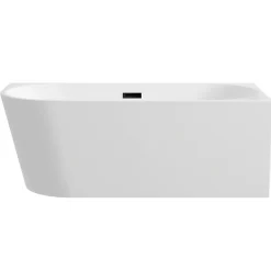 Balneo Baignoire semi-îlot Murale 170x80cm droite, accessoires noir, Acrylique thermoformé 3.5mm, avec pieds réglables, AVOLA