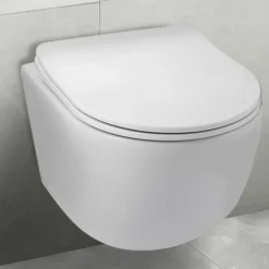 Wc Suspendu|Balneo Cuvette WC suspendue LUNA blanche Tornado avec abattant à fermeture ralentie