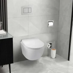 Wc Suspendu|Balneo Cuvette WC suspendue LUNA blanche Tornado avec abattant à fermeture ralentie