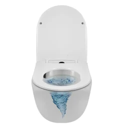 Wc Suspendu|Balneo Cuvette WC suspendue LUNA blanche Tornado avec abattant à fermeture ralentie