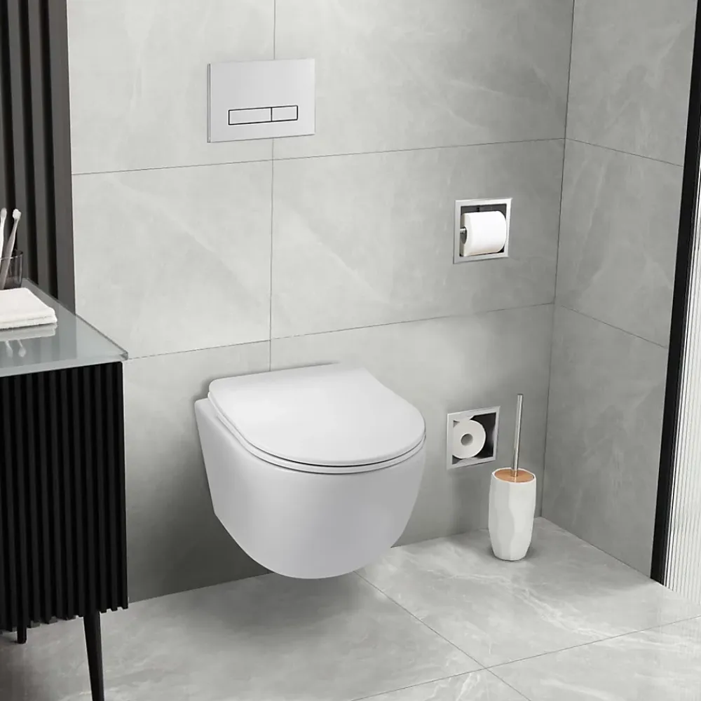 Wc Suspendu|Balneo Plaque de commande WC LXO chrome - plaque encastrée pour bâti-support - double touche 2 fonctions