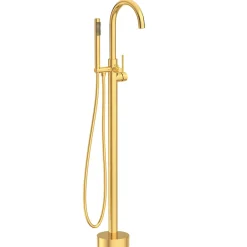 Colonne De Baignoire|Balneo Robinet de baignoire autoportant or brillant Acier inoxydable - Mitigeur sur pied pour baignoire CASCADE