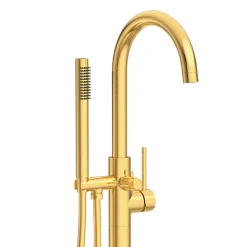 Colonne De Baignoire|Balneo Robinet de baignoire autoportant or brillant Acier inoxydable - Mitigeur sur pied pour baignoire CASCADE