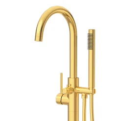 Colonne De Baignoire|Balneo Robinet de baignoire autoportant or brillant Acier inoxydable - Mitigeur sur pied pour baignoire CASCADE