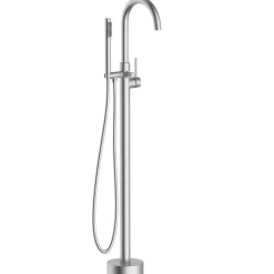 Colonne De Baignoire|Balneo Robinet de baignoire autoportant argent brossé Acier inoxydable - Mitigeur sur pied pour baignoire CASCADE