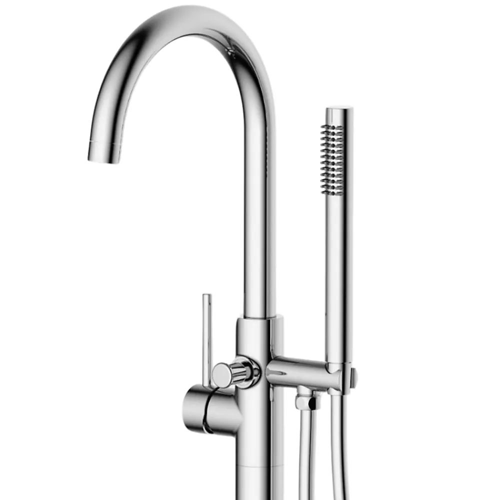 Balneo Robinet de baignoire autoportant argent Acier inoxydable - Mitigeur sur pied pour baignoire CASCADE CHROME