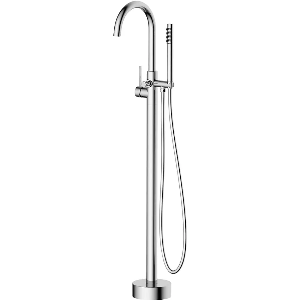 Balneo Robinet de baignoire autoportant argent Acier inoxydable - Mitigeur sur pied pour baignoire CASCADE CHROME