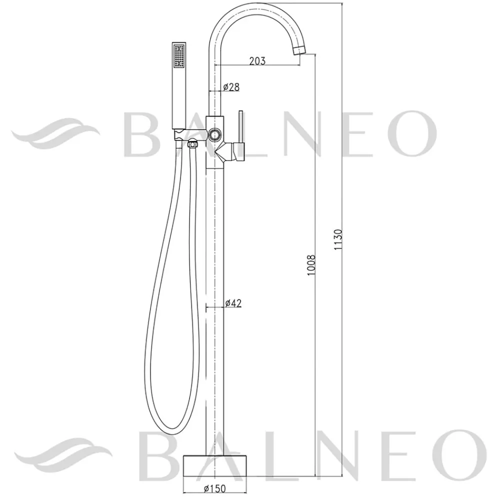 Balneo Robinet de baignoire autoportant argent Acier inoxydable - Mitigeur sur pied pour baignoire CASCADE CHROME