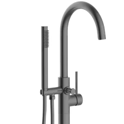 Colonne De Baignoire|Balneo Robinet de baignoire autoportant GUN METAL gris foncé Acier inoxydable - Mitigeur sur pied pour baignoire CASCADE