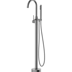 Colonne De Baignoire|Balneo Robinet de baignoire autoportant GUN METAL gris foncé Acier inoxydable - Mitigeur sur pied pour baignoire CASCADE