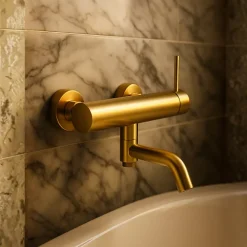 Robinet De Baignoire|Balneo Robinet de baignoire or Acier inoxydable - Mitigeur mural pour baignoire CASCADE