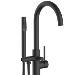 Balneo Robinet de baignoire autoportant noir Acier inoxydable - Mitigeur sur pied pour baignoire CASCADE