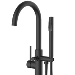 Balneo Robinet de baignoire autoportant noir Acier inoxydable - Mitigeur sur pied pour baignoire CASCADE