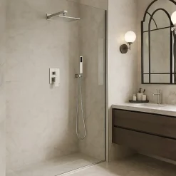 Colonne De Douche Mécanique|Balneo Système de douche avec pommeau de pluie argent brossé Acier inoxydable - Mitigeur de douche avec douchette CASCADE INOX