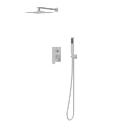 Colonne De Douche Mécanique|Balneo Système de douche avec pommeau de pluie argent brossé Acier inoxydable - Mitigeur de douche avec douchette CASCADE INOX