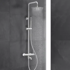 Balneo Système de douche avec pommeau de pluie argent Acier inoxydable - Mitigeur de douche avec douchette CASCADE CHROME
