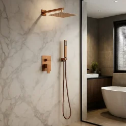 Colonne De Douche Mécanique|Balneo Système de douche avec pommeau de pluie cuivre Acier inoxydable - Mitigeur de douche avec douchette CASCADE