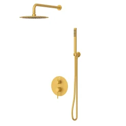 Balneo Système de douche avec pommeau de pluie or Acier inoxydable - Mitigeur de douche avec douchette CASCADE
